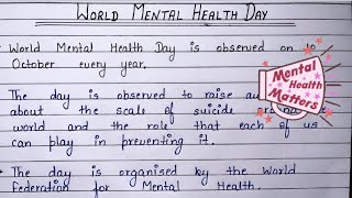 World Mental Health Day  10 lines on World Mental Health Day  Speech on World Mental Health Day [upl. by Coveney490]