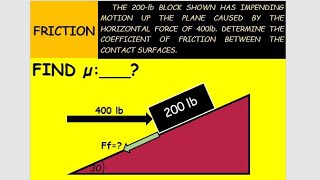 HOW TO SOLVE COEFFICIENT OF FRICTION  ENGINEERING MECHANICS TAGALOG [upl. by Karole]