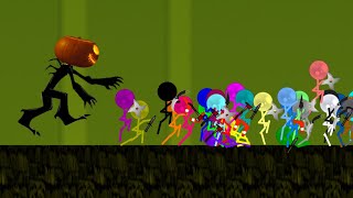 Stickman vs Pumpkin Monster  Stickman Fight  Algicosathlon  Colour Stickmen Survival [upl. by Necyla]