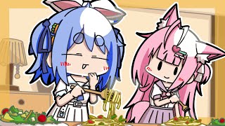 Pekora eats dinner at Koyoris house【Animated HololiveEng sub】【PekoraKoyori】 [upl. by Eisiam]