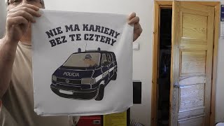 Sublimacja na Poszewce Sierżant Bagieta w Akcji z Policyjnym Volkswagenem T4 🚔🖨️ [upl. by Elockcin]