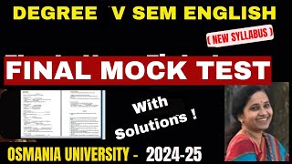 How to Solve Degree NEW V semester English Model Question paper 202425 II Degree 3rd year [upl. by Ikkim530]