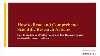 Tutorial How to Read and Comprehend Scientific Research Articles [upl. by Norton]