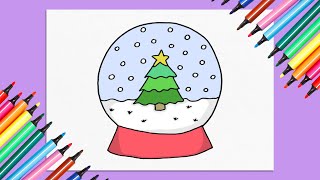 CÓMO DIBUJAR UNA BOLA DE NIEVE DE NAVIDAD Dibujos Fáciles dibujorapido dibujosamano drawing [upl. by Yenttirb32]