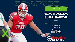 Live reaction to Utah OL Sataoa Laumea getting drafted by the Seattle Seahawks [upl. by Addison]