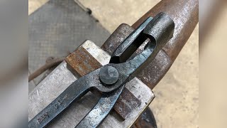 Blacksmith how to forge box jaw tongs hand and power hammer forged [upl. by Nnyletak819]