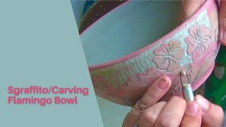 Multi colored sgraffito process on a pottery bowl [upl. by Claudetta317]