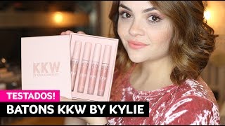 Testados batons líquidos KKW Beauty by Kylie Cosmetics • Karol Pinheiro [upl. by Anuqahs867]