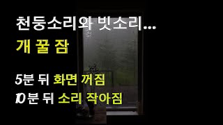 5분 안에 잠들게 하는 천둥소리와 빗소리 5분 뒤 화면 꺼짐 10분 뒤 빗소리 작아짐 [upl. by Alecram]