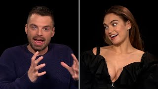 Pam and Tommys Sebastian Stan and Lily James on Spinning Flaming Batons  POPSUGAR Video [upl. by Anahpos]