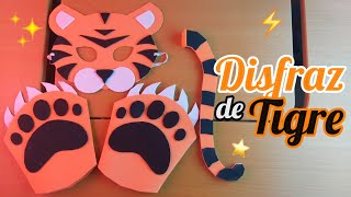 Cómo hacer un Disfraz de TIGRE para niños Máscara  Garras y Cola con foamy  Momuscraft [upl. by Aytida]