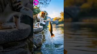 बिल्ली मौसी मछली को पकड़ने नदी के तट पर चली गईcatfishvideofishingvideo catshorts fishing cat [upl. by Lizette]