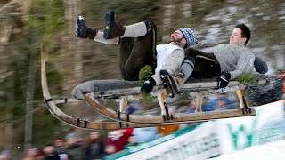 Schlittenrennen in Bayern Wer fliegt am weitesten [upl. by Thedrick]