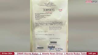 ABANTE RADYO BALITA QUICKIE I Subpoena vs VP Duterte tinanggap ng OVP I November 26 2024 [upl. by Aicnom]