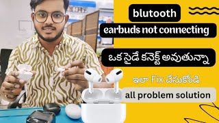 Bluetooth earbuds one side connecting problem earbuds Bluetooth not connecting solution telugu [upl. by Ardnosak]