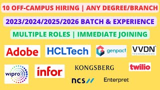 10 OffCampus  202320242025 batch amp Experienced  Multiple role [upl. by Adnirak]