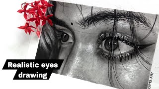 Realistic eyes drawing Charcoal pencil [upl. by Orgel260]