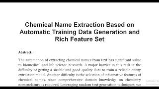 Chemical Name Extraction Based on Automatic Training Data Generation and Rich Feature Set [upl. by Finer]