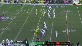 Oregon Bizzare Trick Play Attempt vs Michigan State  2018 Redbox Bowl [upl. by Hgielah]