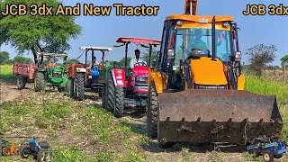 JCB 3dx Backhoe Fully Loading Mud Mahindra Swaraj Tractor Trolley  jcb aur truck se loding by jcb [upl. by Ennazzus650]