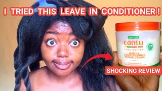 MOISTURIZING CANTU LEAVE IN CONDITIONER REVIEW ON THICK RELAXED HAIR Relaxed Hair [upl. by Yeleek]