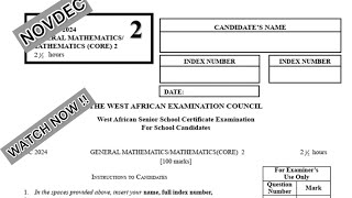 CORE MATHS NOVDEC 2024pc QUESTIONS AND ANSWERS [upl. by Fulmis506]