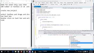 Enter Number Less Then 100 int Text Box C [upl. by Airehtfele]