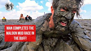 Man completes the Maldon Mud Race in the buff [upl. by Adirf]