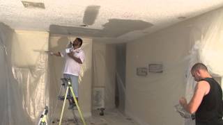 Blue Sky Popcorn Ceiling Removal  Knockdown Texture [upl. by Lekram]