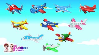 10 little Airplanes  Kids Songs  Count to 10  Aeroplanes Children Rhymes [upl. by Aiuqcaj]