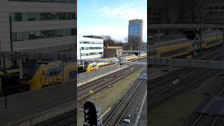 Utrecht VIRM intercity train and light rail tram meet eachother spot [upl. by Emmer]