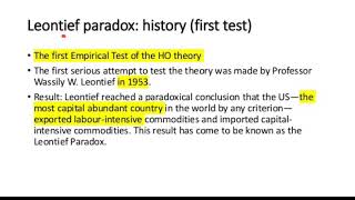 Leontief Paradox  Hecksher Ohlin theory Empirical test Leontief paradox [upl. by Ineslta527]