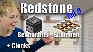 Redstone Beobachter Clocks amp Schienen Tutorial Teil 3 Observer Clocks Rails [upl. by Esinaj]