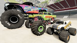 Big amp Small Monster Trucks Mud Battle 18  BeamNG Drive  Griffs Garage [upl. by Janaye]