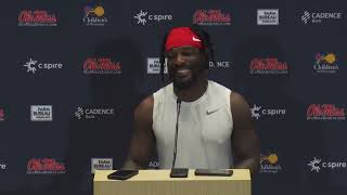 Teja Young Ole Miss Football Media Availability [upl. by Ahsietal]