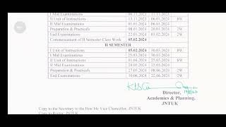 jntuk 1st Btech 2nd semester academic calendar  20232024 [upl. by Wardieu]