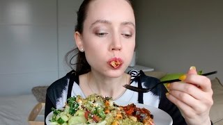 ASMR Eating Sounds  Vegetable Gratin amp Pasta Salad [upl. by Dusa]