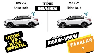 Citroen Elektrikli c4x Uzun Kısa Menzil Arasındaki Teknik Donanımsal Farklar 100 KW VS 115 KW [upl. by Vesta]