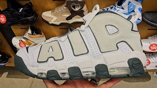 Nike Air More Uptempo 96 Vintage Green 4K POV  Don Alpha Cleat SKU FN6249100 [upl. by Tnomal]