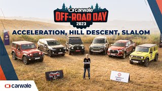 Thar vs Jimny Gloster vs Hilux Defender vs GClass  CarWale OffRoad Day 2023  Pt 1 [upl. by Essila60]