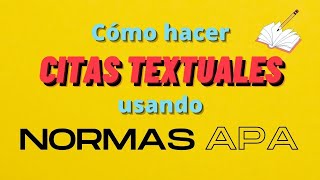 👉CÓMO HACER una CITA TEXTUAL de MENOS de 40 palabras con NORMAS APA 7ma Edición 2022  Ejemplos [upl. by Cuda868]