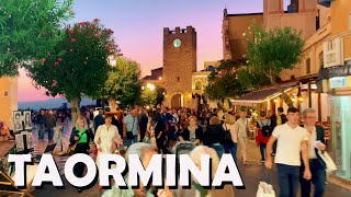 Taormina Italy Evening Walk  4K UHD  with Captions Sicily [upl. by Acirred56]