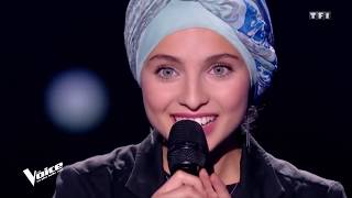 Mennel Ibtissem the voice france hijab 2018 judges with Arabic take of Leonard Cohen Hallelujah [upl. by Aerdnaz773]