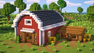 Minecraft  How to build a Barn for Animals  Tutorial [upl. by Imat]