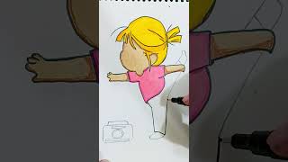 How to Draw a Girl doing Yoga with Music ❤ viral shorts drawing painting cartoon anime art [upl. by Schaper803]