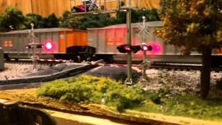 Union Pacific coal train through grade crossing [upl. by Eadrahs]