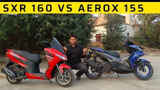 Yamaha Aerox vs Aprilia SXR 160  Comparison review of biggest scooters on sale in India [upl. by Rochus]