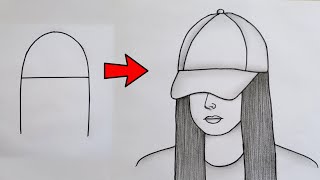 Very Easy Girl drawing for beginners How to draw Beautiful girl easy Easy and beautiful drawings [upl. by Zobkiw]