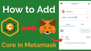 how to add core in metamask  core network in metamask  core blockchain in metamask [upl. by Xonel718]