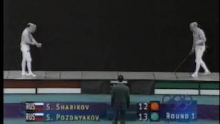 Fencing  1996 Olympics Sabre Men FINAL Pozdniakov RUS vs Sharikov RUS [upl. by Dove78]